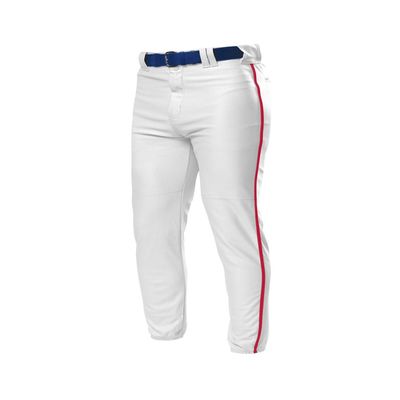 A4 Drop Ship Youth Pro Style Elastic Bottom Baseball Pant, Large, White/Scarlet