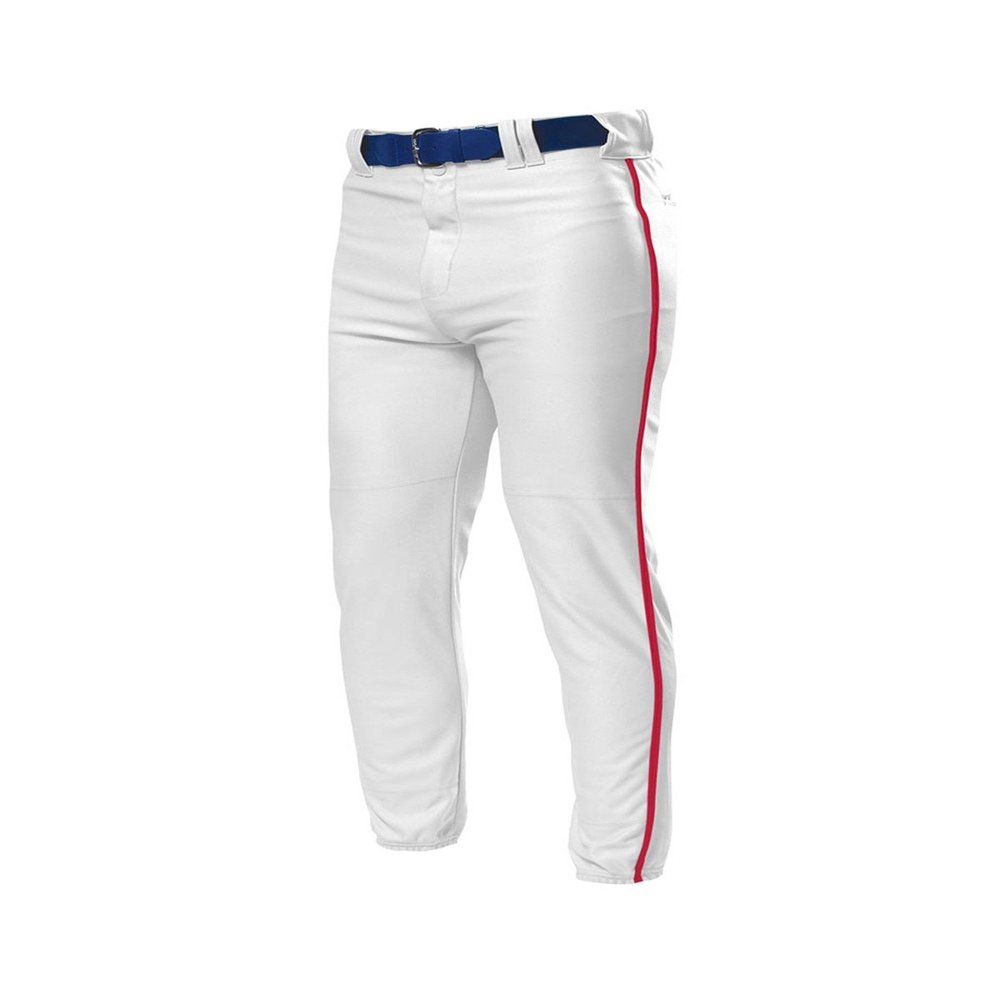 A4 Drop Ship Youth Pro Style Elastic Bottom Baseball Pant, Large, White/Scarlet