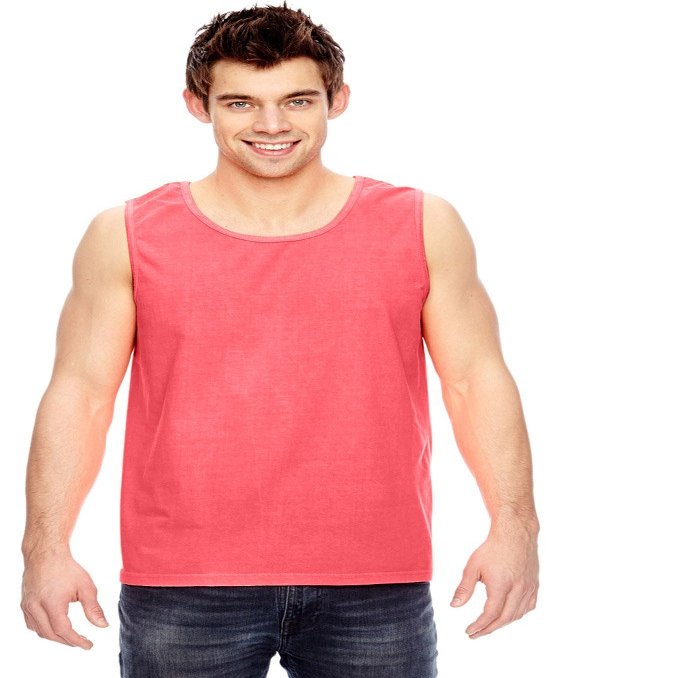 Comfort Colors Ringspun Garment-Dyed Tank, Small, NEON RED Orange