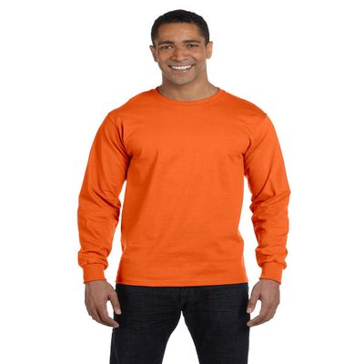 Gildan Men's 5.5 oz., 50/50 Long-Sleeve T-Shirt, Orange, X-Large