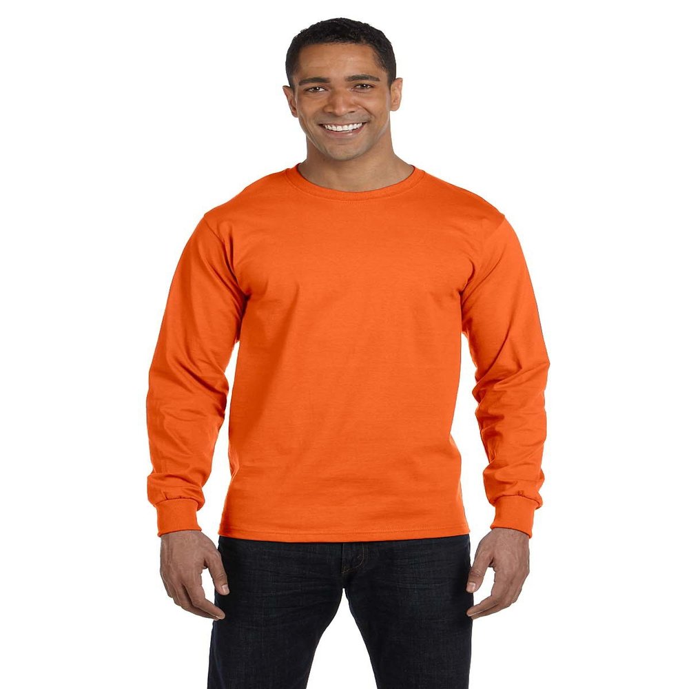 Gildan Men's 5.5 oz., 50/50 Long-Sleeve T-Shirt, Orange, X-Large