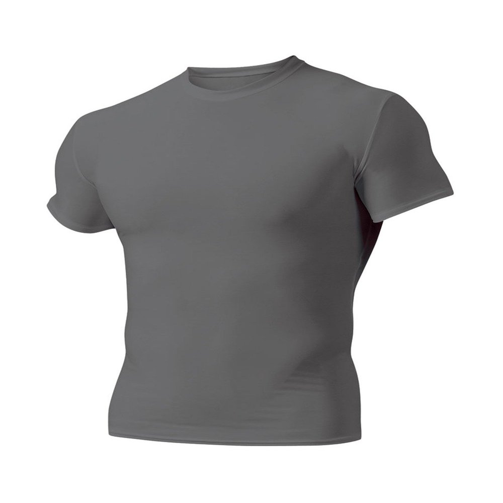 A4 Drop Ship Adult Short Sleeve Compression Crew, 3XL, Graphite