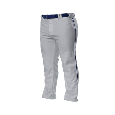 A4 Drop Ship Adult Pro Style Open Bottom Baggy Cut Baseball Pant, 2XL, Grey/Navy