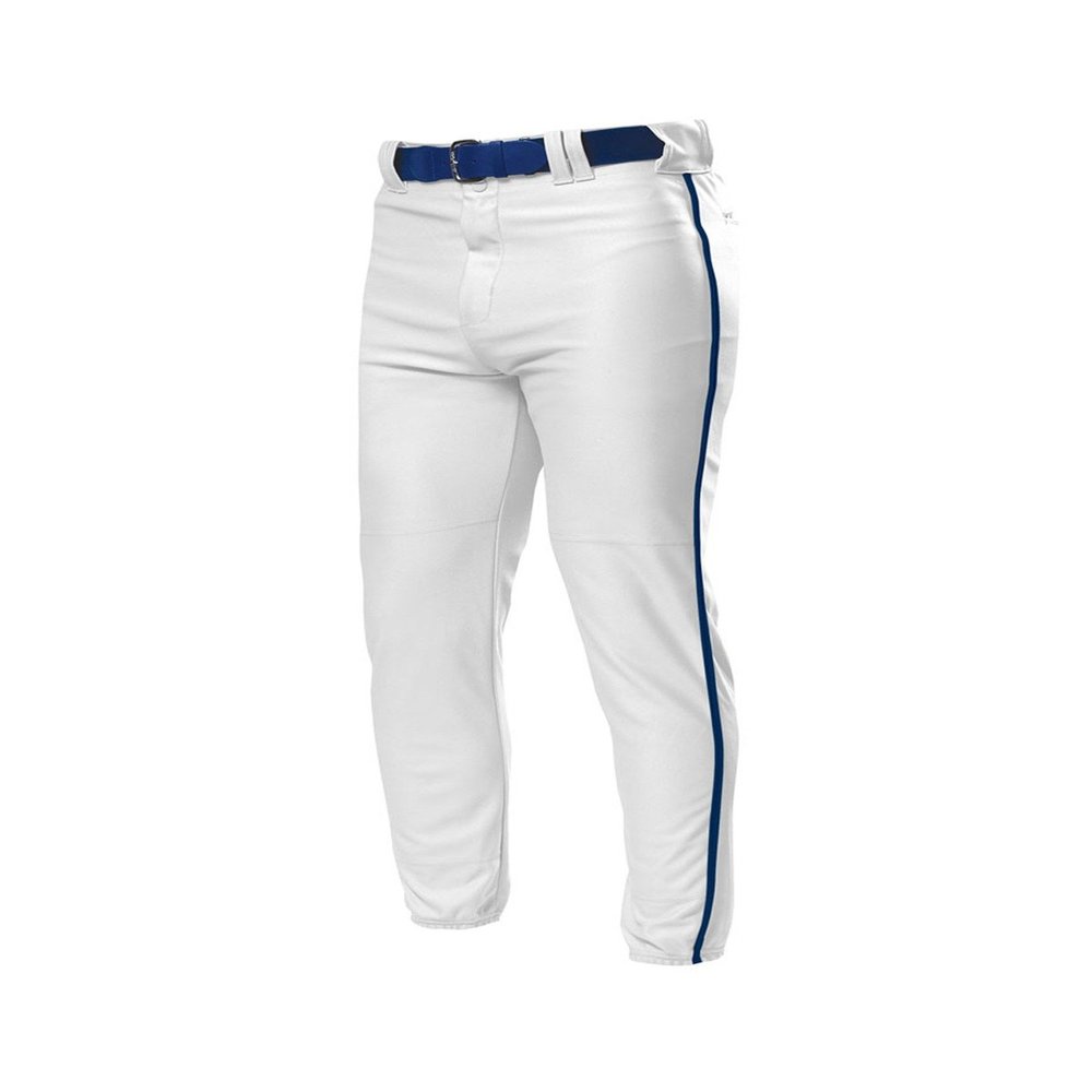 A4 Drop Ship Youth Pro Style Elastic Bottom Baseball Pant, XL, White/Navy
