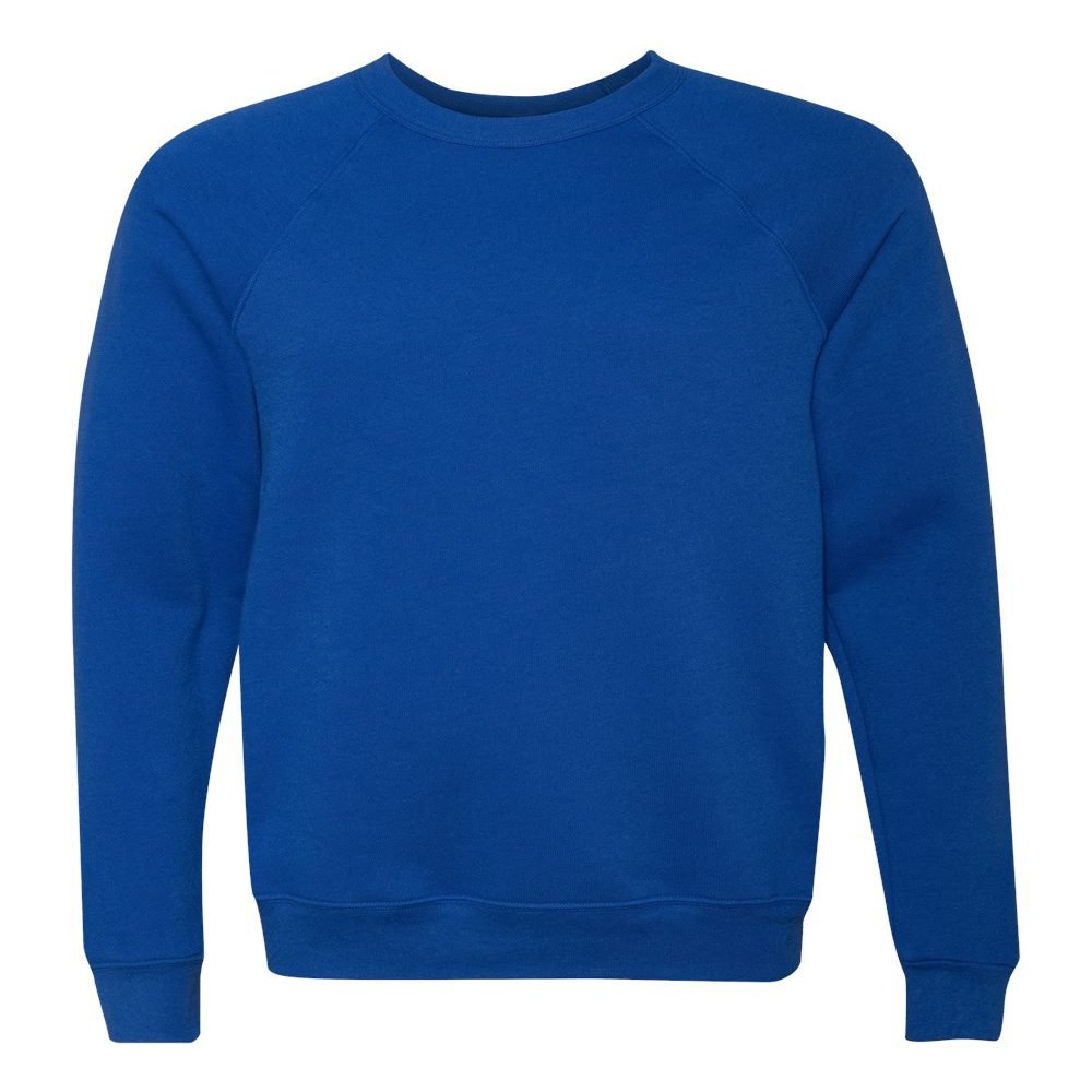 Bella Canvas Men's Rib Knit Raglan Sleeve Sweatshirt, True Royal, X-Large