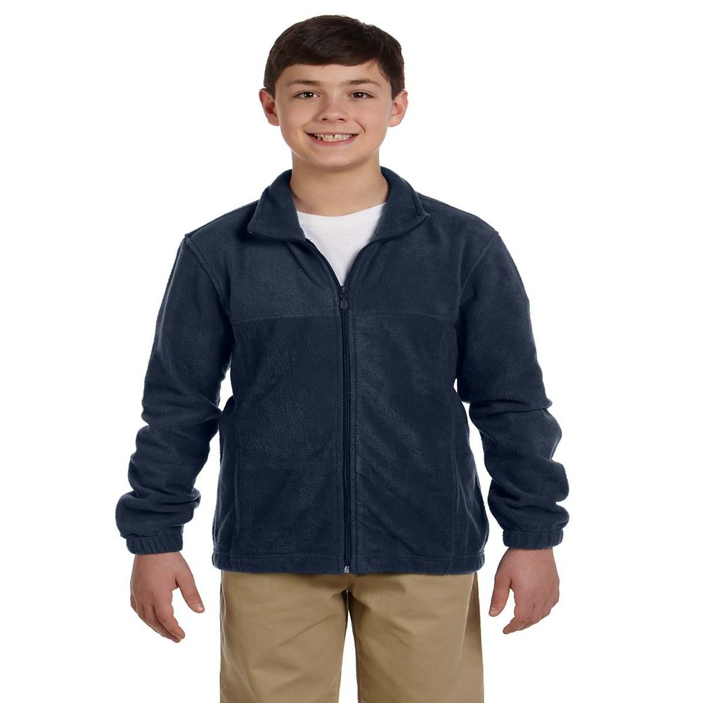 Harriton Youth 8 oz. Full-Zip Fleece, Large, NAVY
