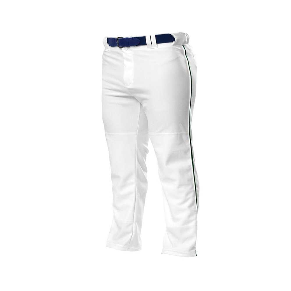 A4 Drop Ship Adult Pro Style Open Bottom Baggy Cut Baseball Pant, 2XL, White/Forest