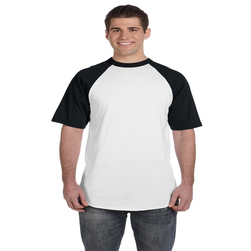 Augusta Sportswear Short-Sleeve Raglan T-Shirt, 3XL, WHITE/BLACK