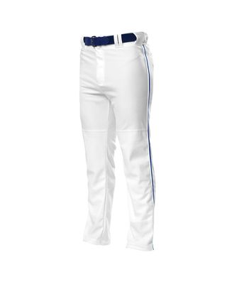 A4 Drop Ship Adult Pro Style Open Bottom Baggy Cut Baseball Pant, 3XL, White/Royal