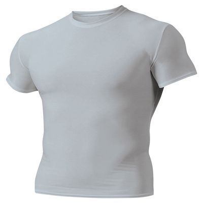 A4 Drop Ship Adult Short Sleeve Compression Crew, Small, Silver