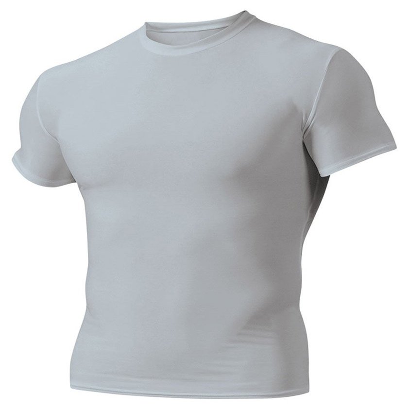 A4 Drop Ship Adult Short Sleeve Compression Crew, Small, Silver
