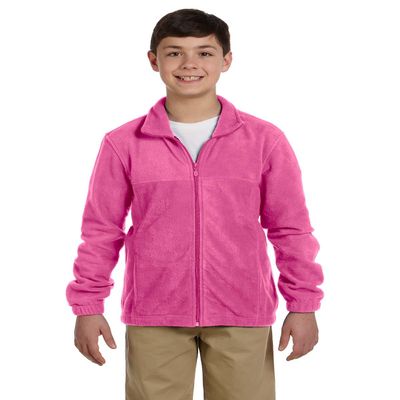 Harriton Youth 8 oz. Full-Zip Fleece, XL, CHARITY PINK