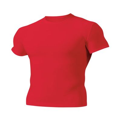 A4 Drop Ship Adult Short Sleeve Compression Crew, XL, Scarlet
