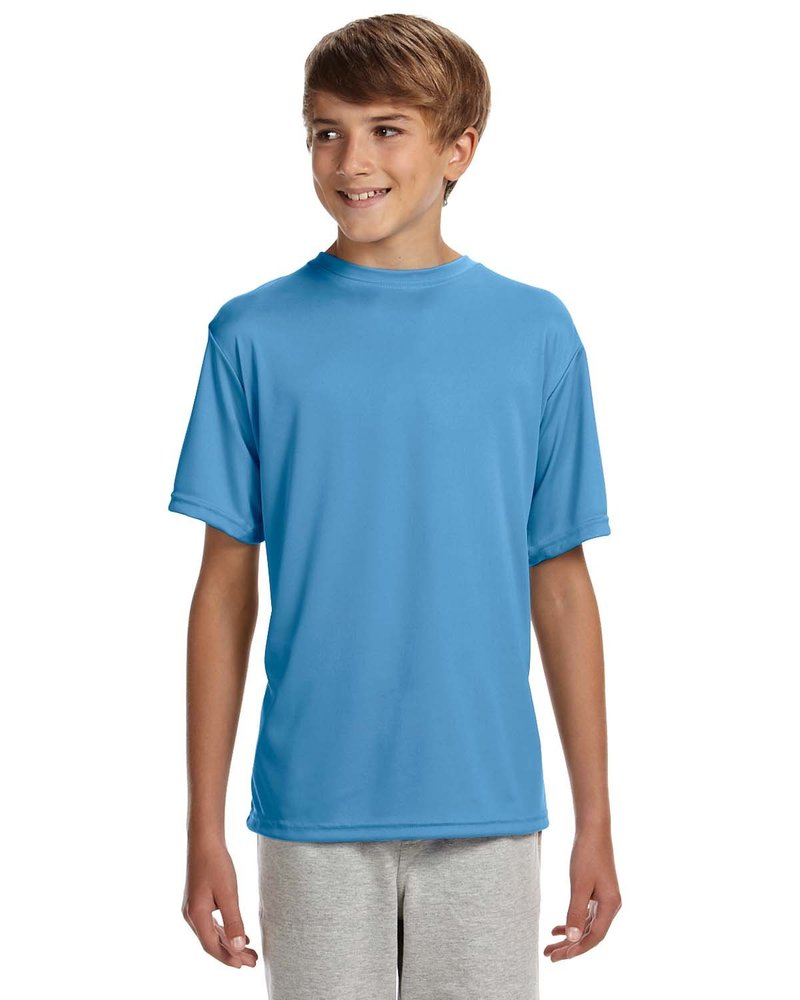 A4 Youth Short-Sleeve Cooling Performance Crew, Small, Light Blue