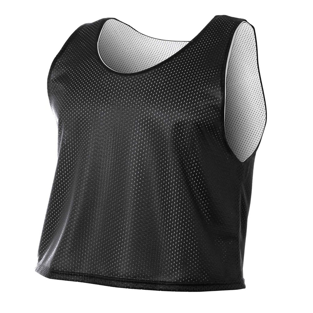 A4 Drop Ship Adult Lacrosse Reversible Mesh Practice Jersey, Large, Black/White
