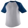 Augusta Sportswear Youth Short-Sleeve Baseball Jersey, Large, Athletic Heather/Navy view 1