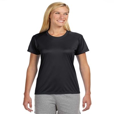 A4 Ladies' Short-Sleeve Cooling Performance Crew, Large, Black