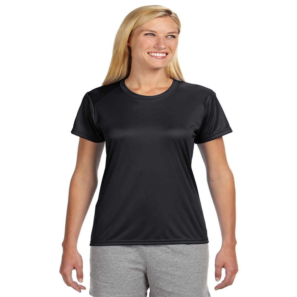 A4 Ladies' Short-Sleeve Cooling Performance Crew, Large, Black