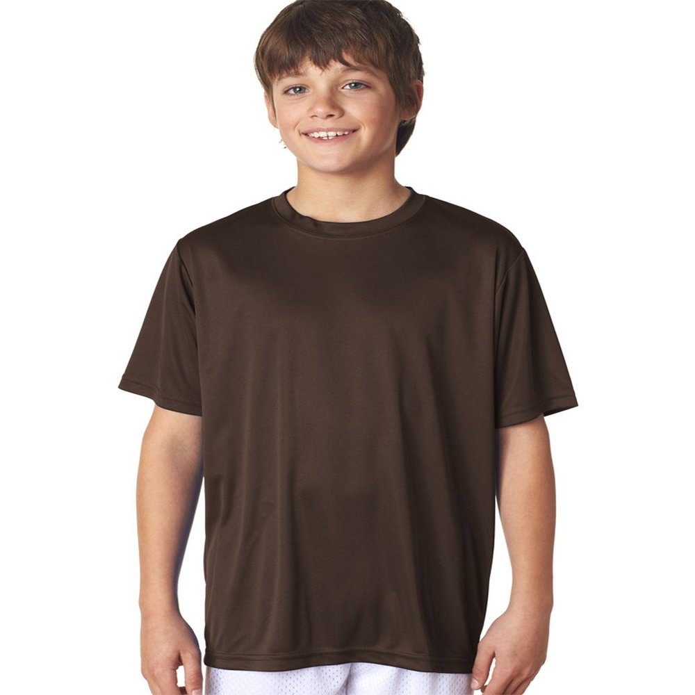 A4 Youth Short-Sleeve Cooling Performance Crew, XL, Brown