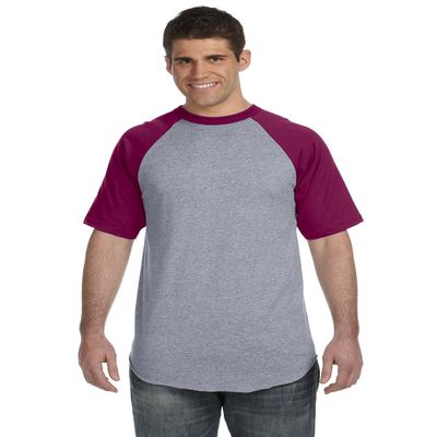 Augusta Sportswear Short-Sleeve Raglan T-Shirt, 2XL, ATHLETIC HTHR/MAROON