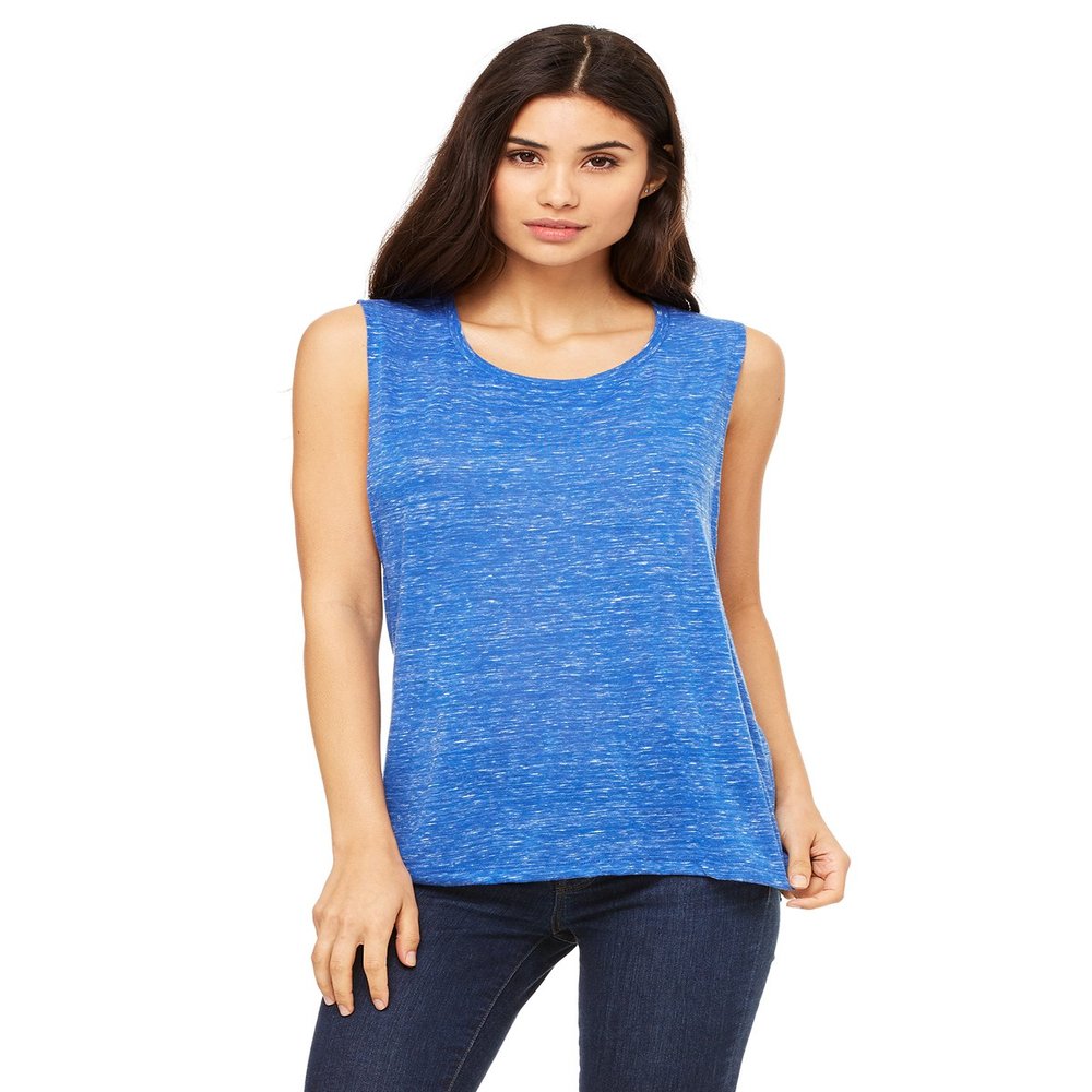 Bella + Canvas Ladies Flowy Scoop Muscle Tank, 2XL, TRUE ROYL MARBLE