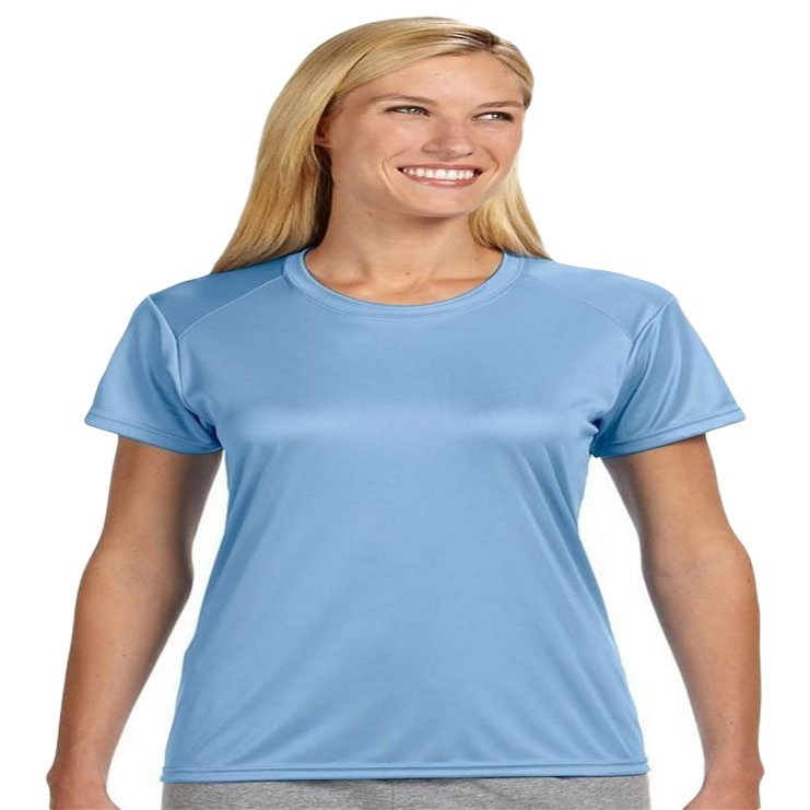 A4 Ladies' Short-Sleeve Cooling Performance Crew, Large, Light Blue