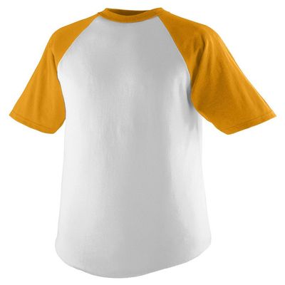 Augusta Sportswear Youth Short-Sleeve Baseball Jersey, Medium, White/Gold