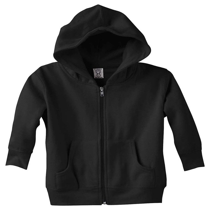 Rabbit Skins Toddler's 7.5 oz. Full-Zip Fleece Hood, 2T, Black