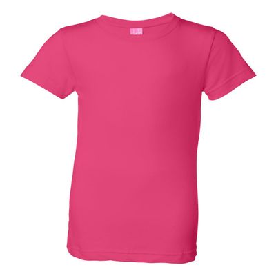 LAT Girls' Fine Jersey T-Shirt, Large, HOT PINK