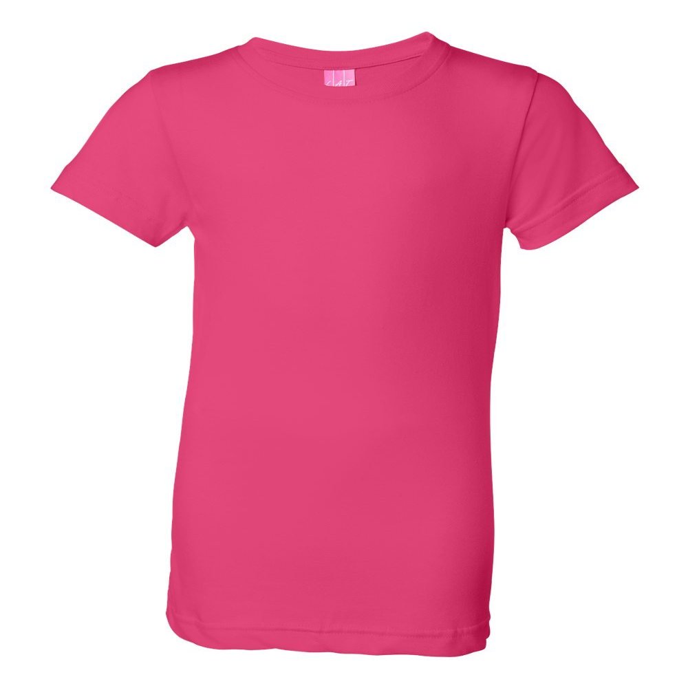 LAT Girls' Fine Jersey T-Shirt, Large, HOT PINK
