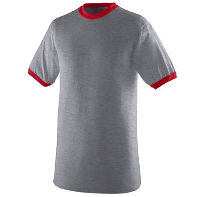 Augusta Sportswear Ringer T-Shirt, Small, Athletic HTHR/RED