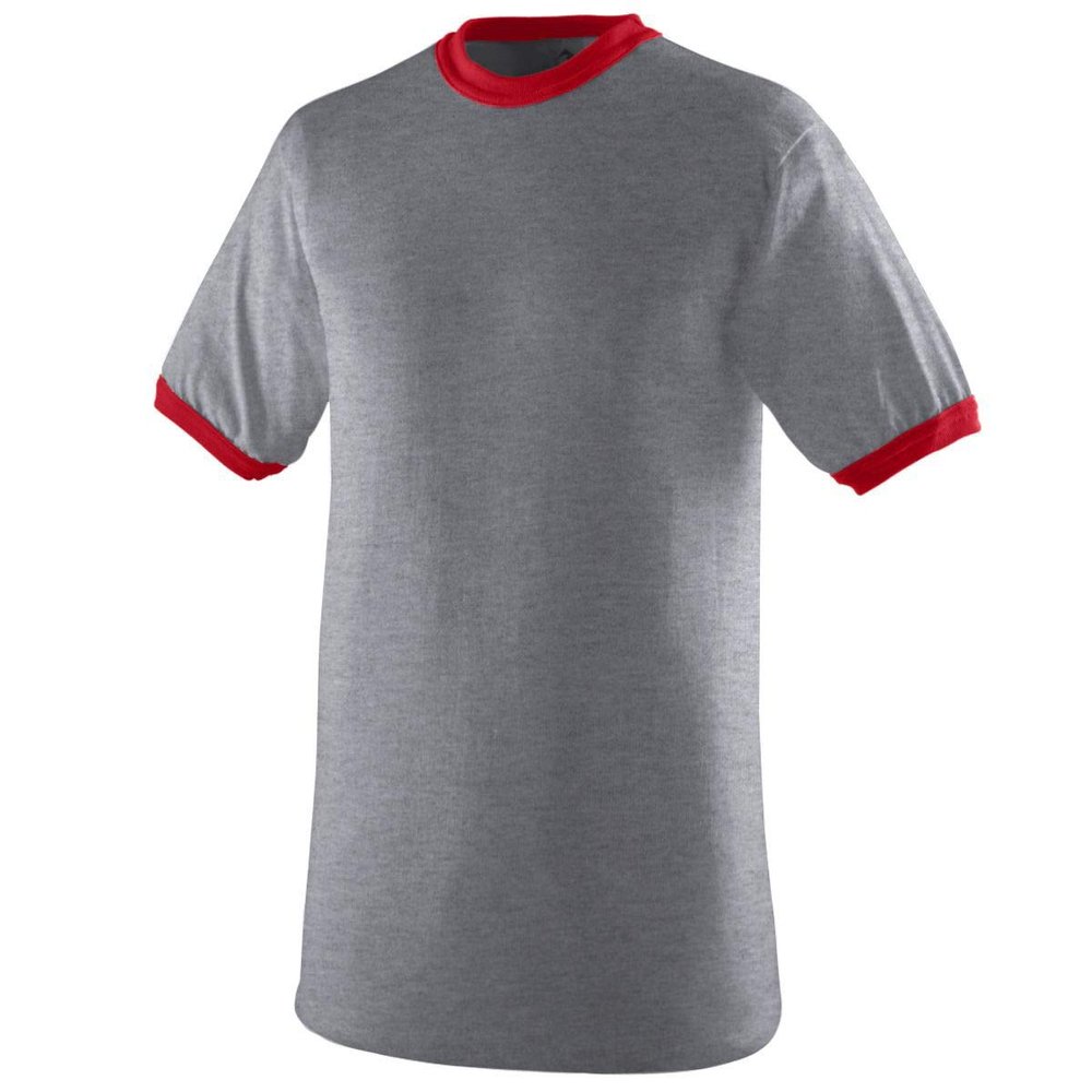 Augusta Sportswear Ringer T-Shirt, Small, Athletic HTHR/RED