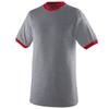 Augusta Sportswear Ringer T-Shirt, Small, Athletic HTHR/RED view 1