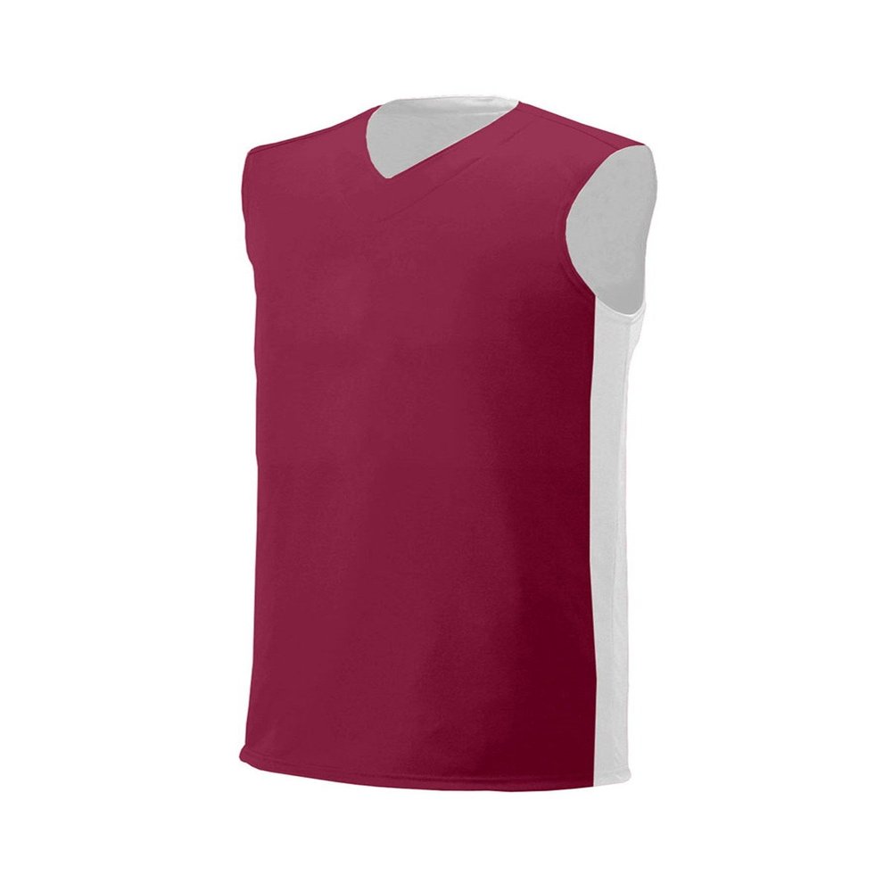 A4 Drop Ship Youth Reversible Muscle Tee, Medium, Cardinal/White