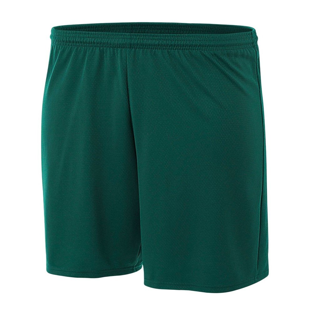 A4 Drop Ship Youth Seven Inch Inseam Power Mesh Practice Short, Large, Forest Green
