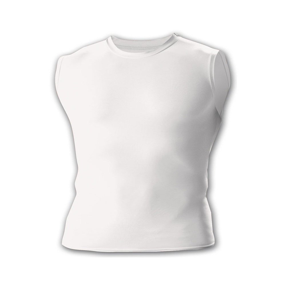 A4 Drop Ship Adult Compression Muscle Tee, Medium, White
