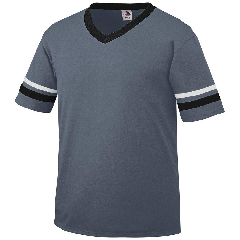 Augusta Sportswear Sleeve Stripe Jersey, Large, Graphite/BLK/WHT