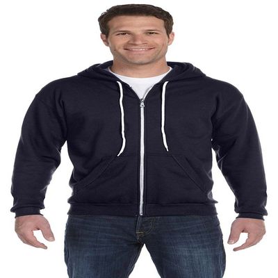 Anvil Full-Zip Hooded Fleece, Large, Navy