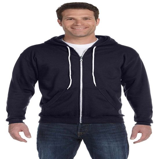 Anvil Full-Zip Hooded Fleece, Large, Navy