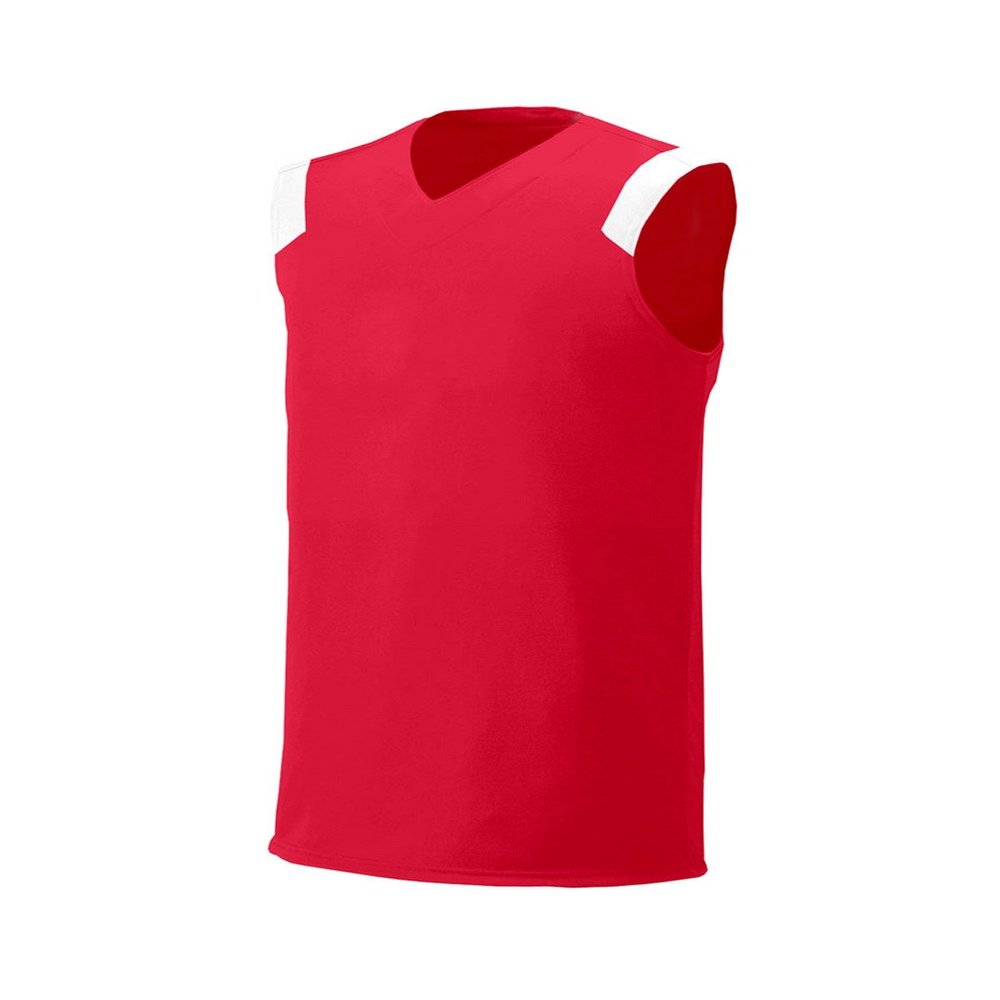 A4 Drop Ship Youth V-Neck Muscle Tee, Large, Scarlet/White