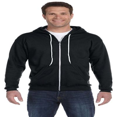Anvil Full-Zip Hooded Fleece, Medium, BLACK