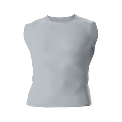 A4 Drop Ship Adult Compression Muscle Tee, 2XL, Silver
