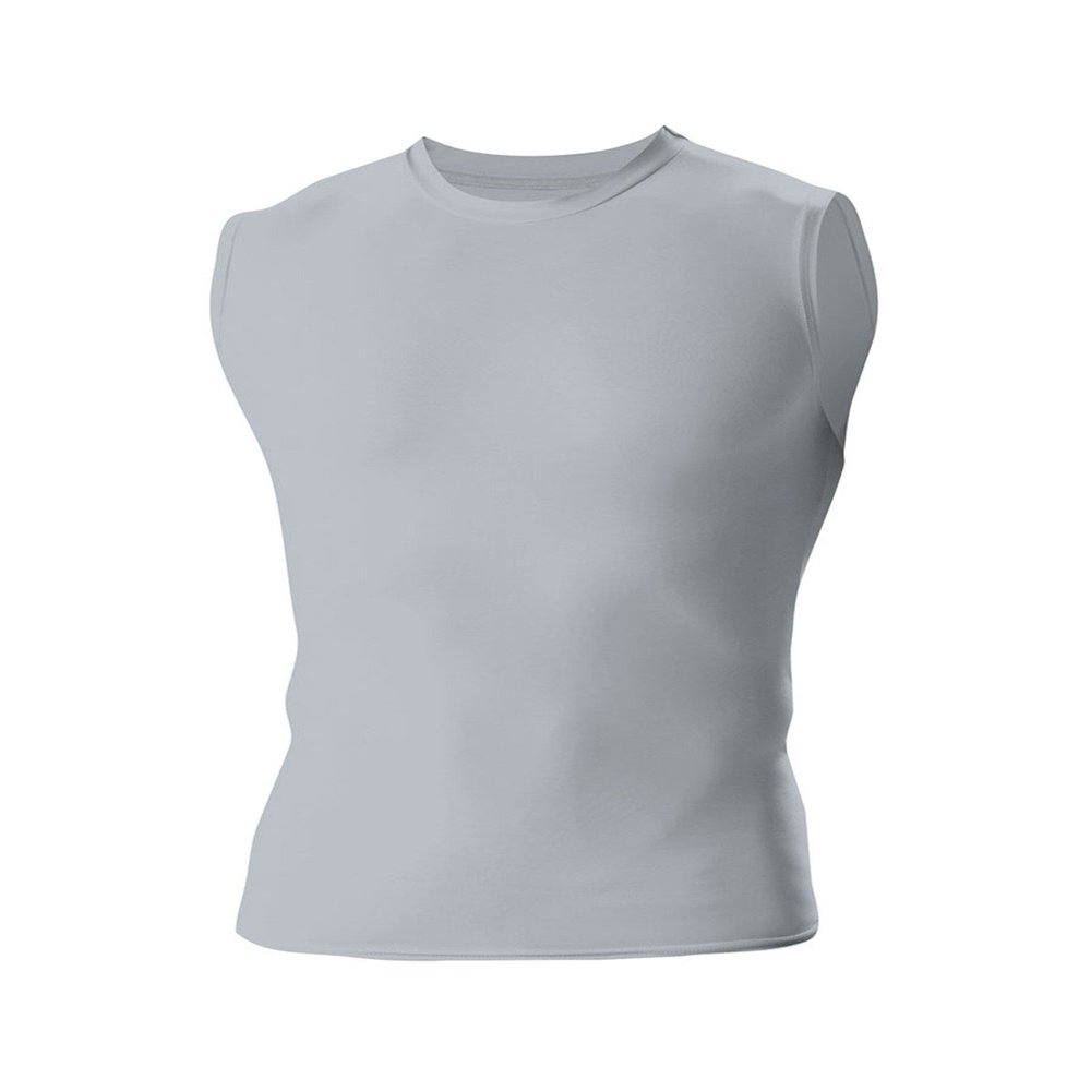 A4 Drop Ship Adult Compression Muscle Tee, 2XL, Silver