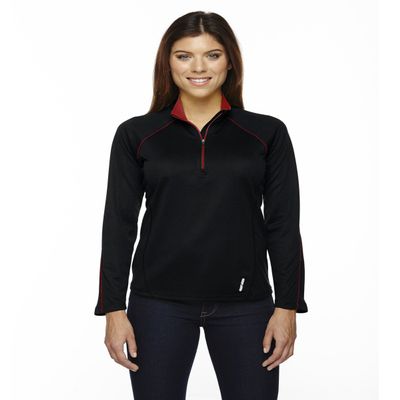 North End Ladies Radar Half-Zip Performance Top, M, BLK/CL RED 874