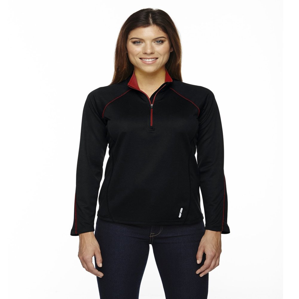 North End Ladies Radar Half-Zip Performance Top, M, BLK/CL RED 874