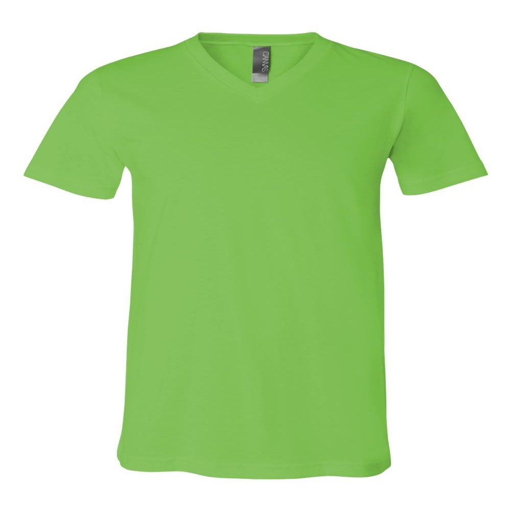 Bella + Canvas Unisex Jersey Short-Sleeve V-Neck T-Shirt, XS, NEON GREEN
