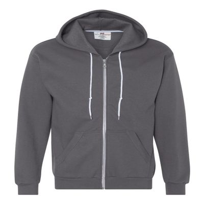 Anvil Full-Zip Hooded Fleece, Small, Charcoal
