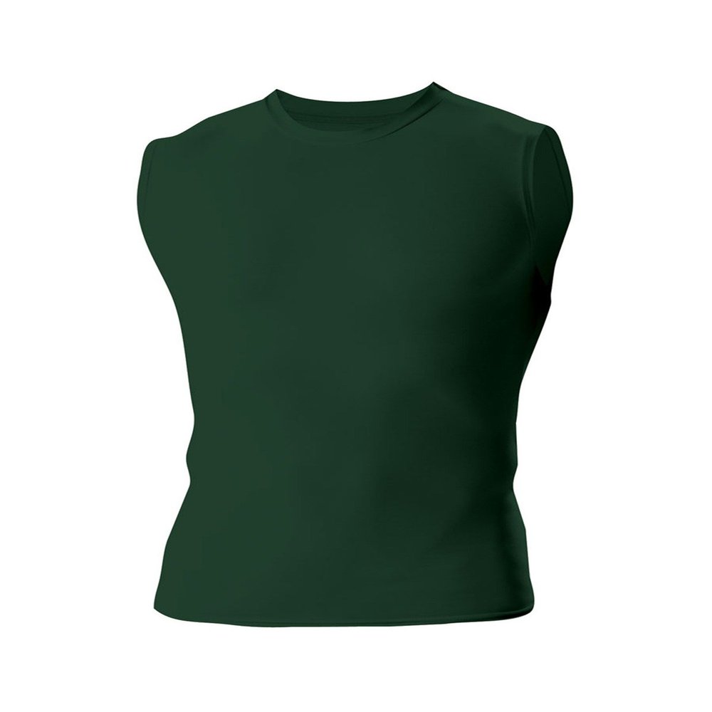 A4 Drop Ship Adult Compression Muscle Tee, 3XL, Forest Green
