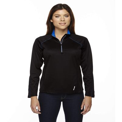North End Ladies Radar Half-Zip Performance Top, M, BLK/TRU ROYL 463