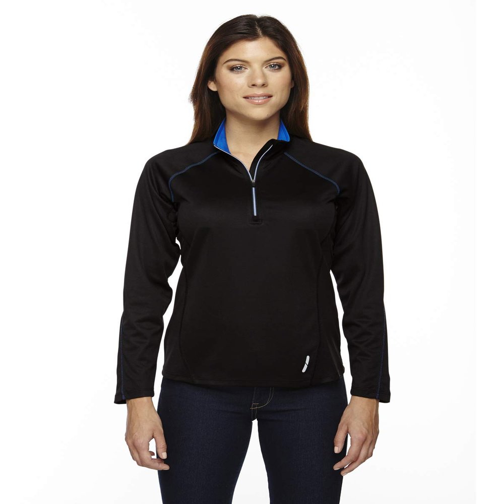 North End Ladies Radar Half-Zip Performance Top, M, BLK/TRU ROYL 463